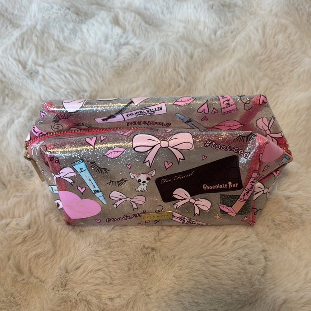 Too Faced Pink and Silver Glam Cosmetic Case